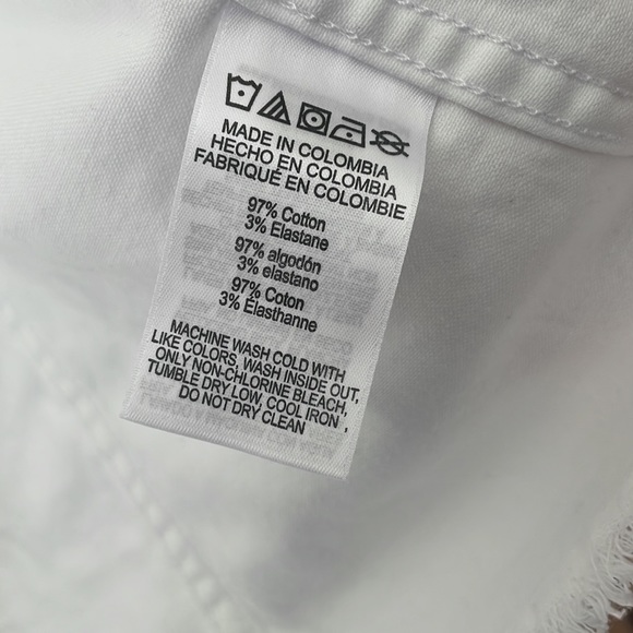 Brand New Michael Kors White Jean Jacket Gold Tone Button Up Frayed Base - Picture 10 of 13